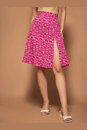 Berrylush Floral Printed High Rise A-Line Skirt