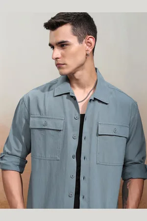 Highlander Men Solid Utility Pocket Oversized Overshirt