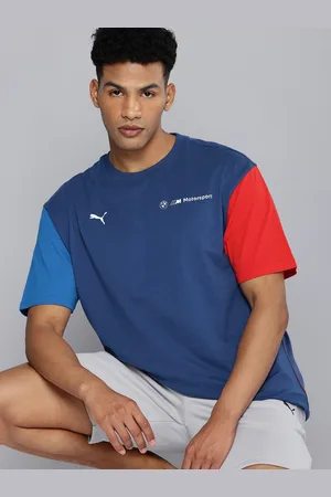 PUMA BMW M Logo Printed Drop-Shoulder Sleeves Relaxed Fit Pure Cotton T-shirt
