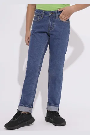 JACK & JONES Boys Straight Fit Mid-Rise Pure Cotton Jeans