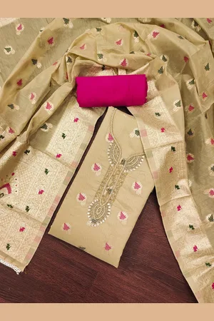 KIMISHA Ethnic Motifs Woven Design Beads and Stones Unstitched Dress Material