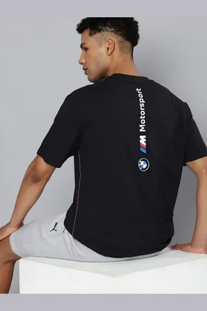 PUMA BMW M Logo Printed Drop-Shoulder Sleeves Relaxed Fit Pure Cotton T-shirt