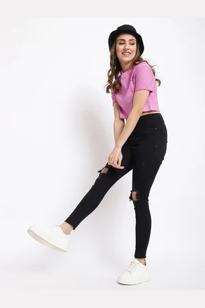 Belliskey Women Black Skinny Fit High-Rise Mildly Distressed Jeans