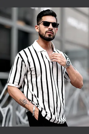 Maniac Men Polo Collar Monochrome T-shirt