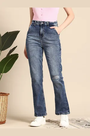 Mast & Harbour Women High-Rise Stretchable Straight Fit Jeans