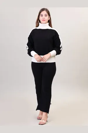 Camey High Neck Woollen Sweater With Palazzo