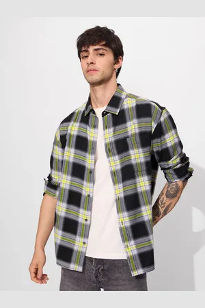 The Souled Store Men Spread Collar Tartan Checked Cotton Casual Shirt
