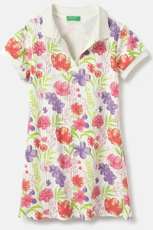 Benetton Girls Floral Print A-Line Dress