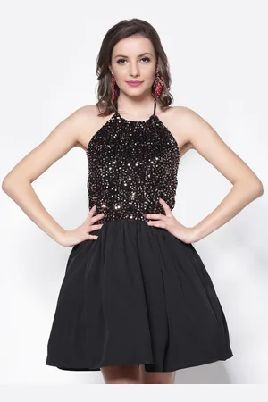 Sera Embellished Halter Neck Fit & Flare Dress