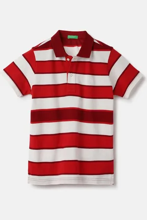 Benetton Boys Striped Polo Collar Pure Cotton T-shirt