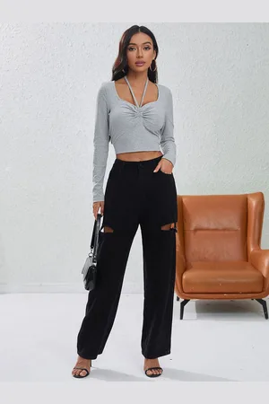 JC Mode Women Solid V-Neck Top