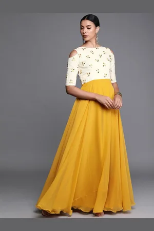 Ethnovog Print Cold-Shoulder Georgette Maxi Dress
