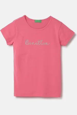 Benetton Girls Typography Pure Cotton T-shirt