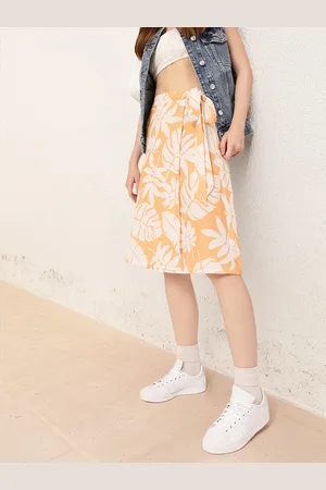 DressBerry Women Calming Fresh Tropical Printed Seersucker Wrap Skirt