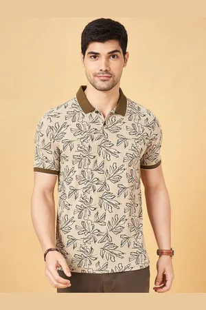 Pantaloons Men Floral Printed Polo Collar Cotton Slim Fit T-Shirt
