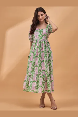 all about you Tropical Printed Midi Fit and Flare Dress