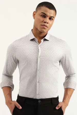 Benetton Men Spread Collar Micro Ditsy Printed Slim Fit Formal Shirt