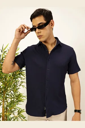 Thomas Scott Men Premium Slim Fit Vertical Stripes Textured Casual Shirt