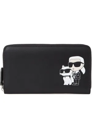 Karl Lagerfeld Women Printed Leather Zip Around Wallet