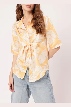 DressBerry Summer Anthem Tropical Printed Front Tie Up Shirt