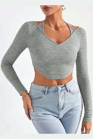 JC Mode Women Solid V-Neck Top
