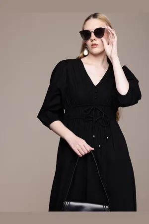 French Connection Pure Cotton Puff Sleeve Fit & Flare Midi Dress