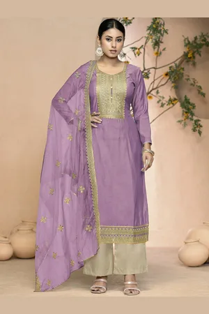 MANVAA Floral Embroidered Sequinned Unstitched Dress Material