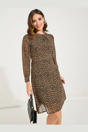 Styli Women Animal Printed Round Neck A-Line Dress