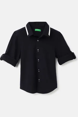 Benetton Boys Spread Collar Solid Cotton Casual Shirt
