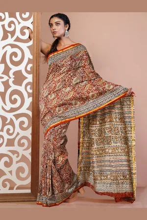 Unnati Silks Paisley Printed Zari Handloom Chanderi Saree