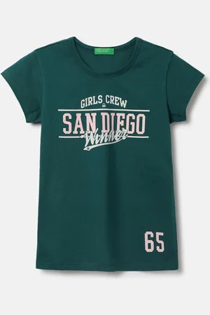 Benetton Girls Typography Pure Cotton Applique T-shirt