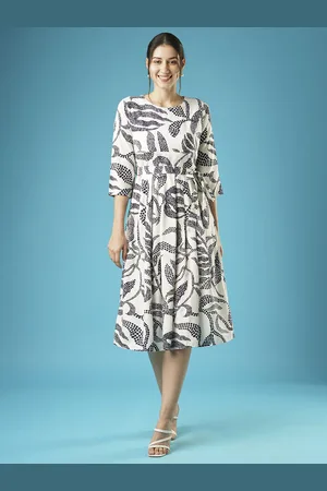 Globus Printed Fit & Flare Midi Dress