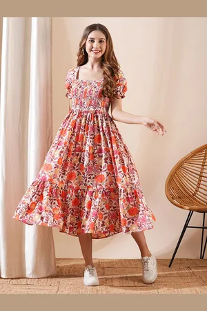 FASHOR Women Floral Printed Fit & Flare Midi Dress