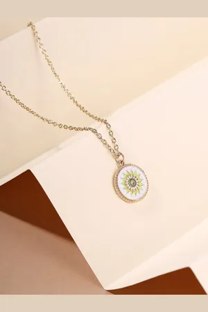 Priyaasi Gold-Plated Circular Flower Pendant with Chain