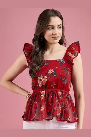 Deewa Women Floral Printed Square Neck Top