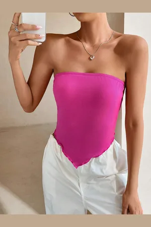 JC Mode Women Solid Knits Strapless Top