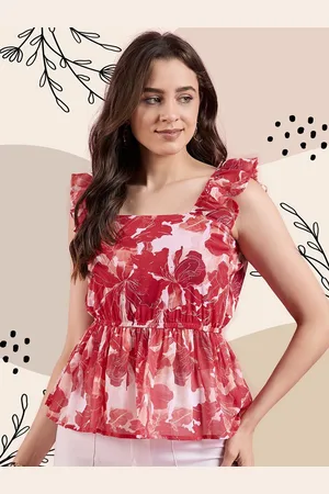 Deewa Women Floral Printed Square Neck Top