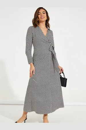 Styli All Over Print Wrap Maxi Dress with Tie-Waist