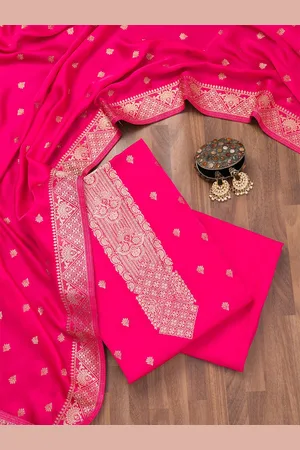 Koskii Ethnic Motifs Embroidered Zari Work Unstitched Dress Material