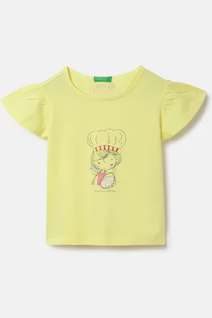 Benetton Girls Typography Printed Pure Cotton T-shirt