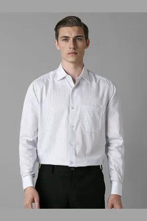 Louis Philippe Men Spread Collar Vertical Striped Cotton Formal Shirt