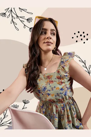 Deewa Women Floral Printed Square Neck Top