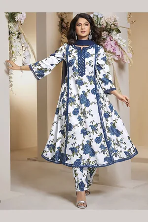 Bhama Couture Jennifer Winget Floral Panelled Anarkali Kurta With Palazzos & Dupatta