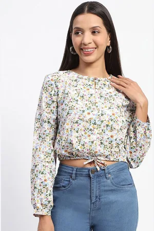 MADAME Women Floral Printed Keyhole Neck Top