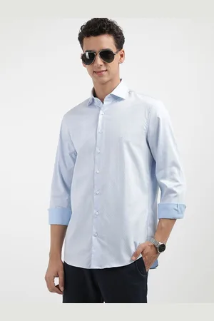 Calvin Klein Men Spread Collar Solid Cotton Casual Shirt