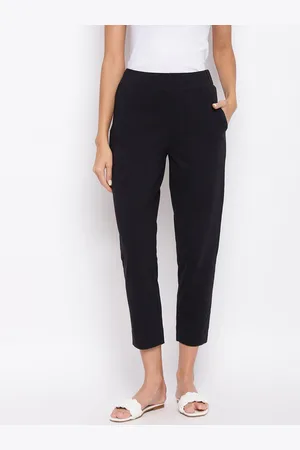 Fabindia Women Black Slim Fit Trousers