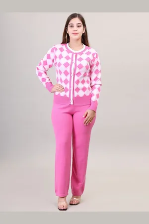 Camey Printed Pure Woollen Sweater With Trouser Co-Ords