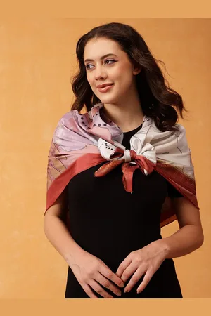 silk land Women Printed Scarf With Zari Bborder