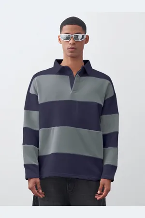 Maniac Men Colourblocked Polo Collar Cotton Oversized T-Shirt