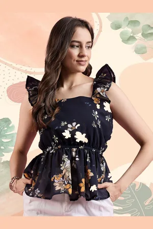Deewa Women Floral Printed Square Neck Top